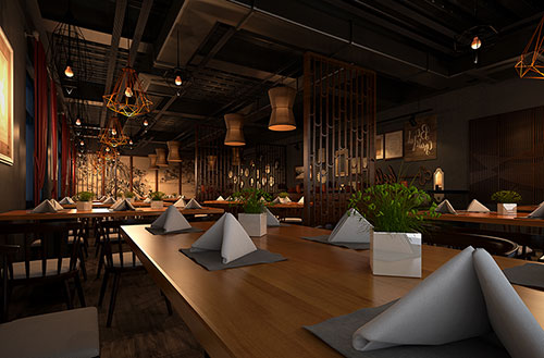 湘西简约大气中式风格餐厅设计装修效果图