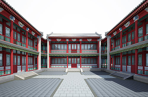 湘西北京四合院设计古建筑鸟瞰图展示