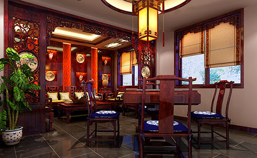 湘西古典中式风格茶楼包间设计装修效果图